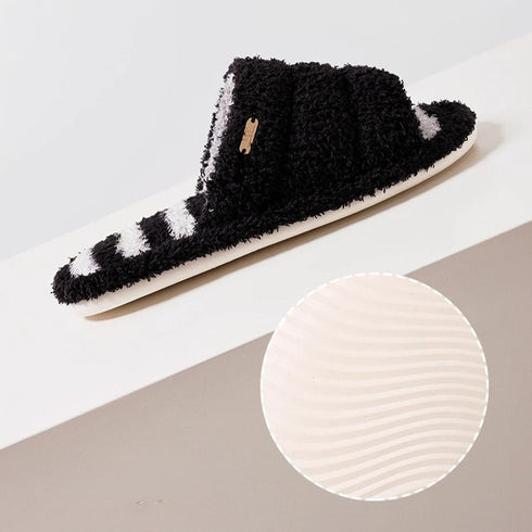 Fuzzy Striped Soft Home Slides