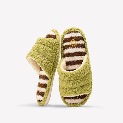 Fuzzy Striped Soft Home Slides