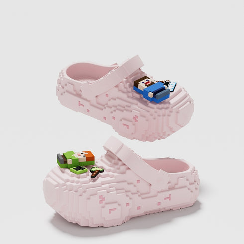 Retro Pixel Block Chunky Clogs