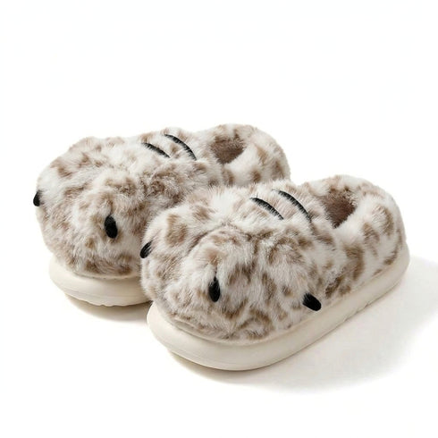Furry Animal Paw Platform Slippers