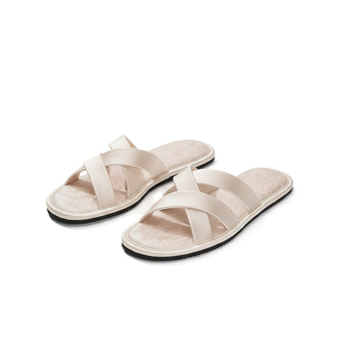 Silky Satin Cross Strap Slides