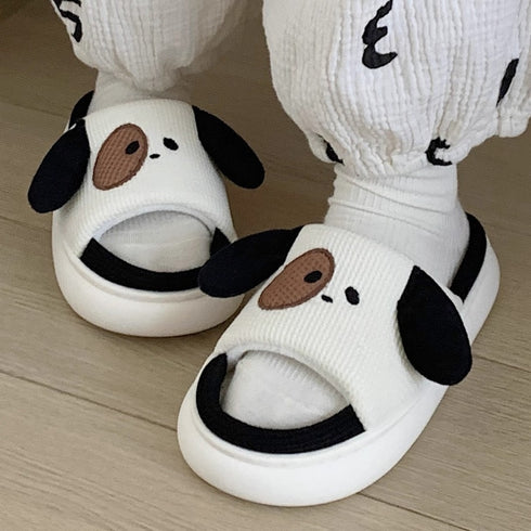Floppy Ear Dog Linen Slides