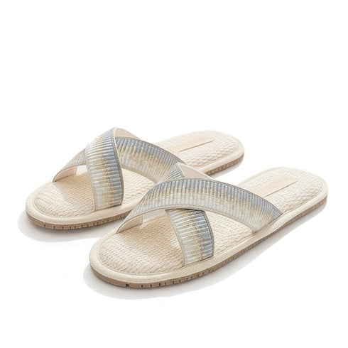 Breezy Woven Cross Strap Slides