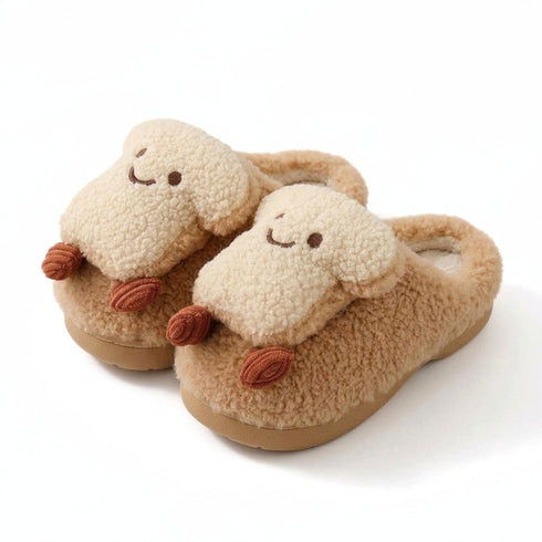 Smiley Toast Plush Fleece Slippers