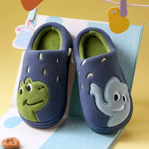 Embroidered Animal Fleece Indoor Slippers