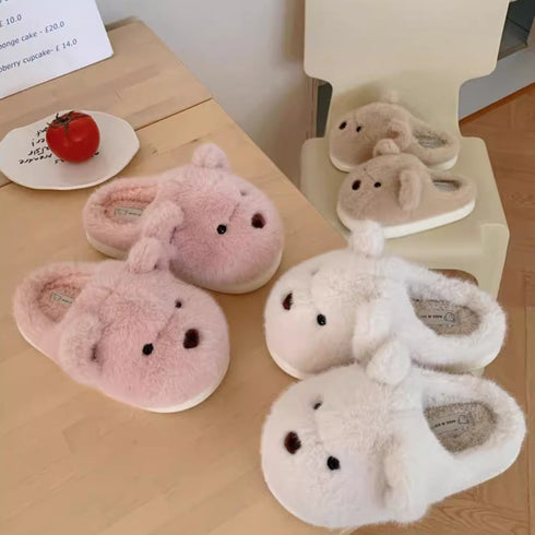 Teddy Ears Plush Home Slippers