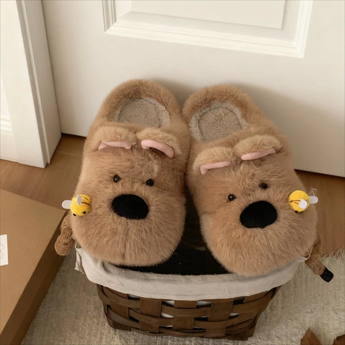 Bee-Kissed Puppy Plush Slippers