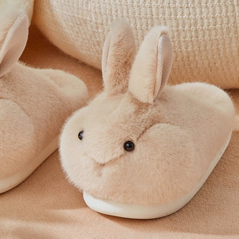 Fuzzy Bunny Ears Plush Slippers