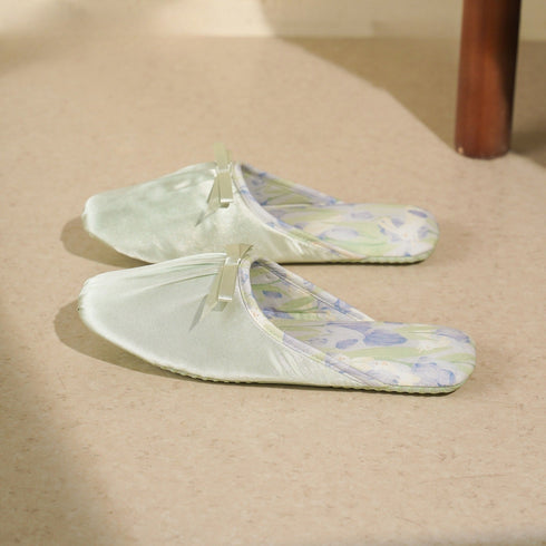 Silky Bow Pointed Home Slippers