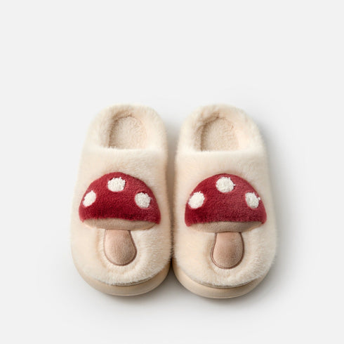 Spotted Mushroom Fuzzy House Slippers
