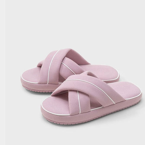 Puffy Padded Criss Cross Slides