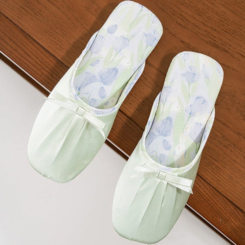 Silky Bow Pointed Home Slippers