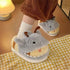 Shark-Bee Plush Closed-Heel Slippers