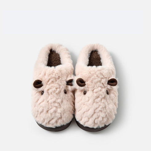 Fleece Animal Face Platform Slippers