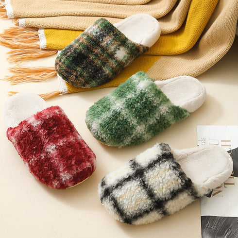 Chunky Check Sherpa Slippers