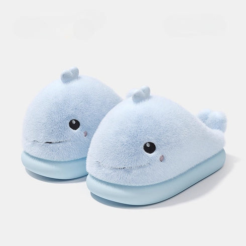Whimsical Whale Plush Home Slippers