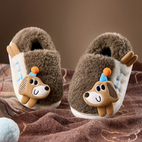Fuzzy Puppy Party Hat Slippers