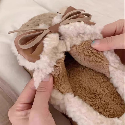 Ribbon Bow Sherpa Cloud slippers