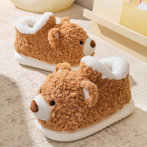 Fuzzy Teddy Bear Bootie Slippers