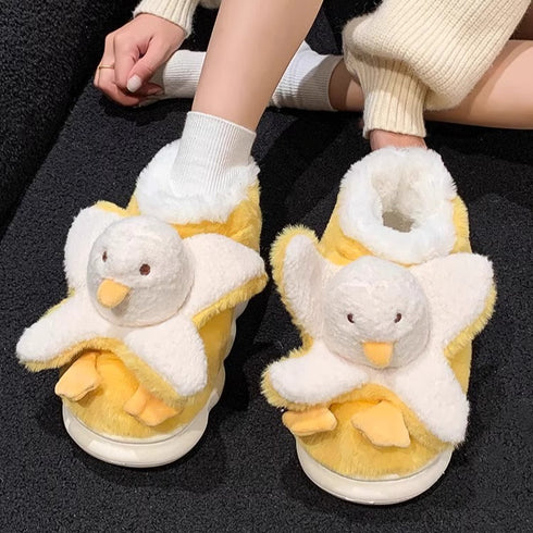Whimsical Duck Plush Winter Slippers