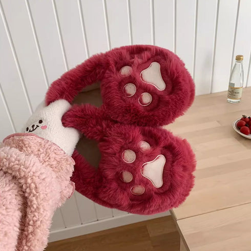 Fuzzy Cat Paw Plush Slippers