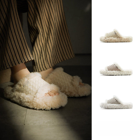 Cozy Woven Fleece Lounge Slippers