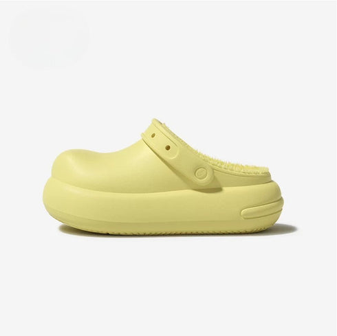 Puffy Bread Platform Fleece Clogs