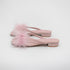 Chic Feather Trim Square Toe Slides