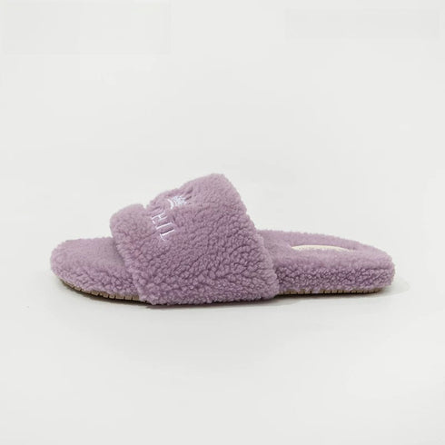 Fuzzy Crown Embroidered Lounge Slides
