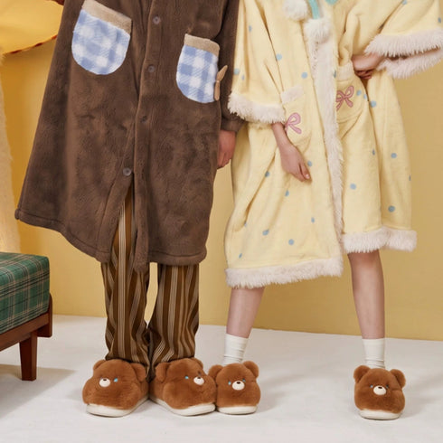 Fuzzy Bear Face House Slippers