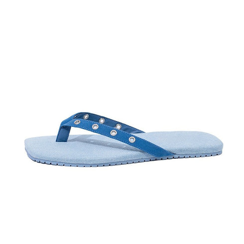 Grommet Detail Canvas Beach Flip Flops