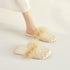 Feather-Pom Quilted Lounge Slippers