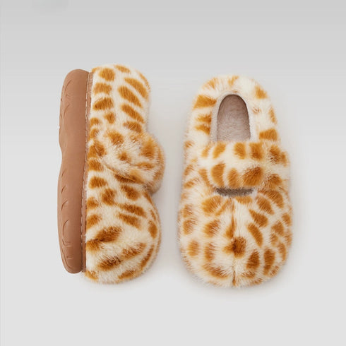 Fuzzy Spotted Mary Jane Slippers