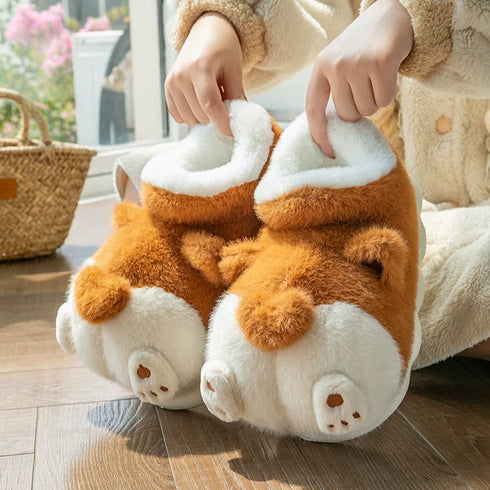 Plush Corgi Butt Ankle Slippers