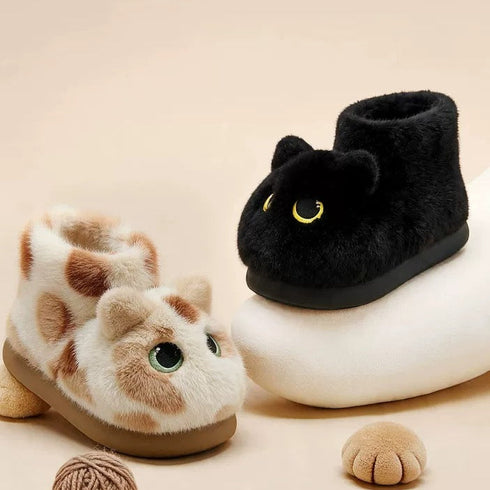 Plump Cat Ankle Plush Slippers