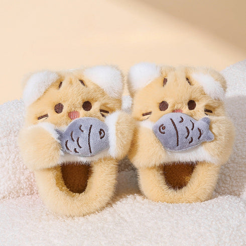 Playful 3D Animal Plush Slippers