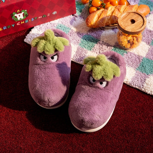 Fierce Eggplant Slippers