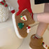 Festive Santa Reindeer Fleece Boots