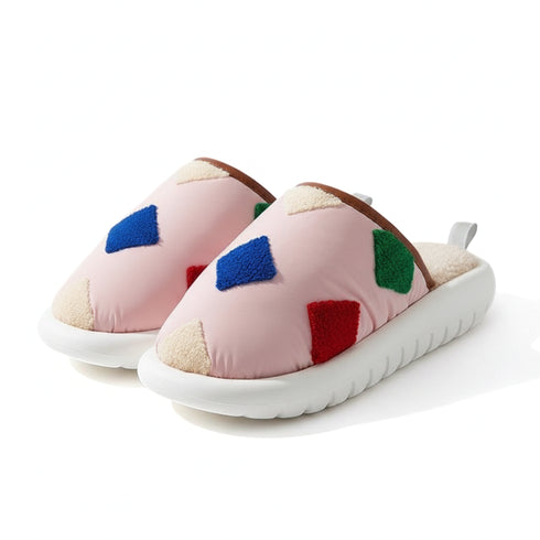 Puffy Geo Patch Indoor Slippers