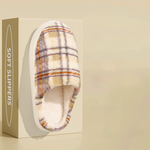 Retro Plaid Chunky Platform Slippers
