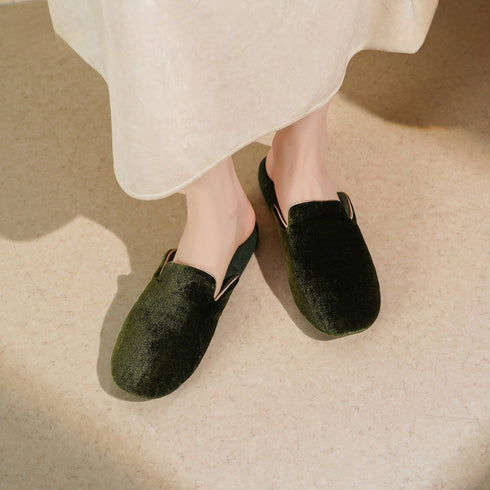V-Notch Piped Silk-Touch Mules