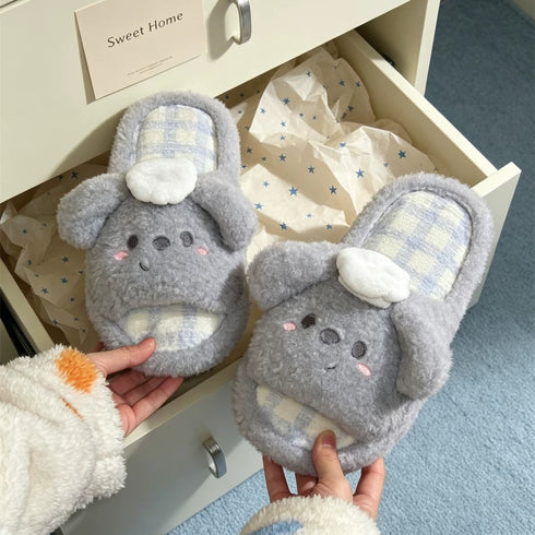 Chef Koala Plaid Fluffy Slippers