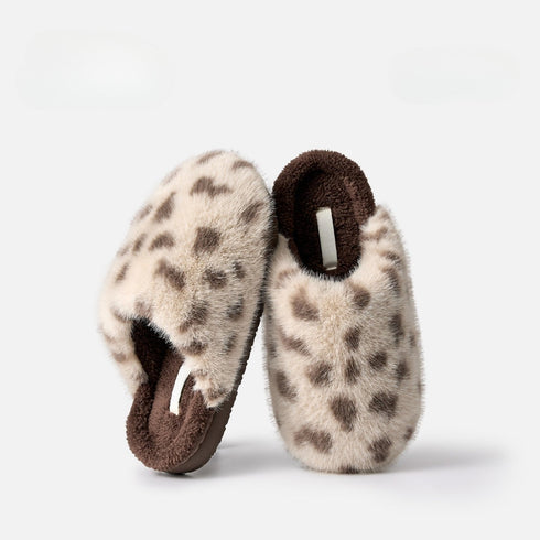 Fuzzy Spotted Indoor House Slippers
