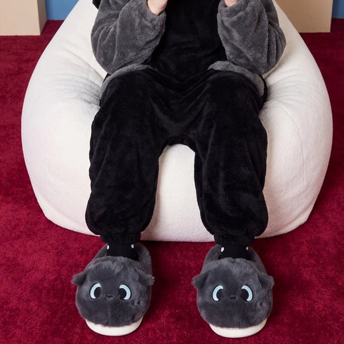 Fluffy Airplane Ear Cat Slippers
