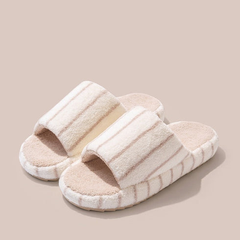 Cozy Striped Terry Texture Slides
