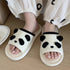 Fuzzy Panda Ear Linen Slides