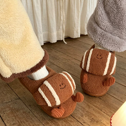 Smiling Croissant Plush House Slippers