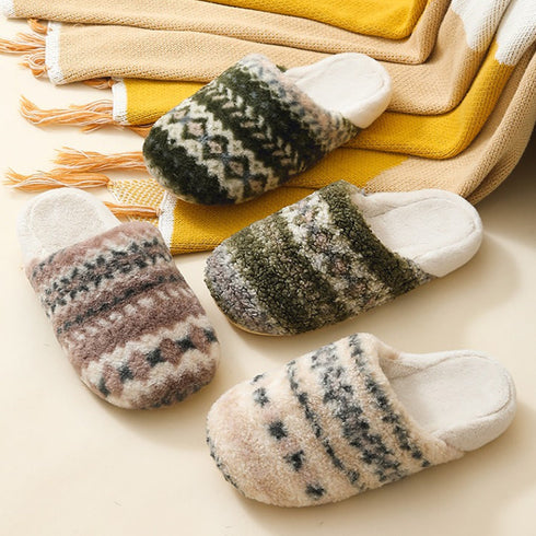 Cozy Pattern Plush Home Slippers