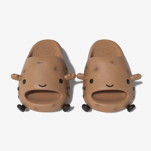 Quirky Potato Character Comfort Slides
