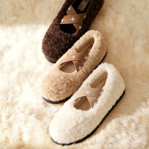 Crisscross Fleece Ballet Slippers